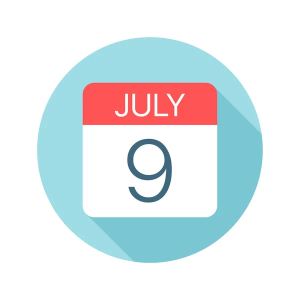 9 Ιουλίου-εικονίδιο ημερολογίου. Απεικόνιση διανύσματος μιας ημέρας του μήνα — Διανυσματικό Αρχείο