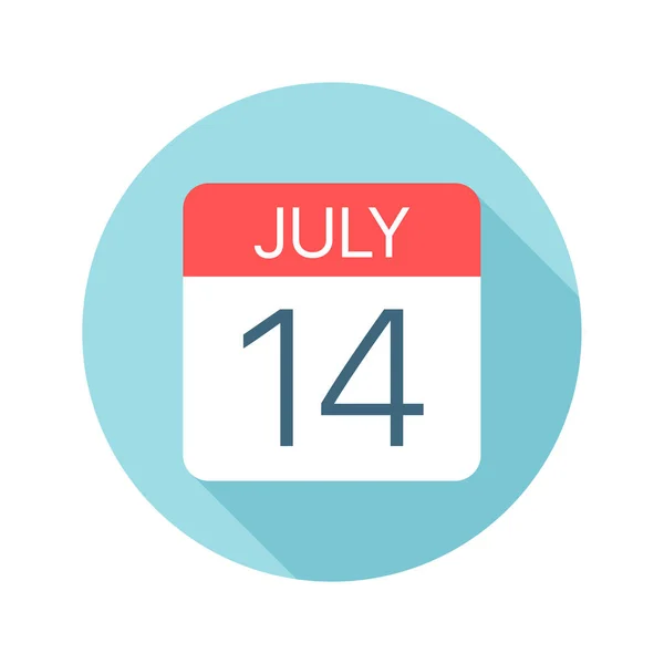 14 luglio Icona del calendario. Illustrazione vettoriale di un giorno del mese — Vettoriale Stock