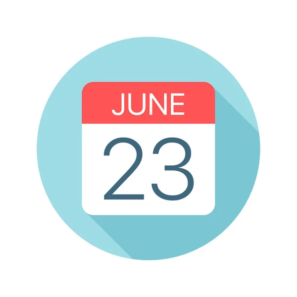 23 Ιουνίου-εικονίδιο ημερολογίου. Απεικόνιση διανύσματος μιας ημέρας του μήνα — Διανυσματικό Αρχείο