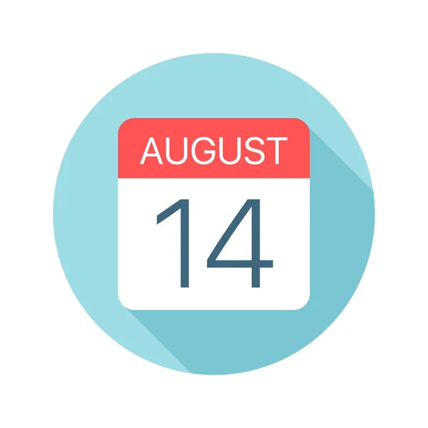 14 agosto Icona del calendario. Illustrazione vettoriale di un giorno del mese — Vettoriale Stock