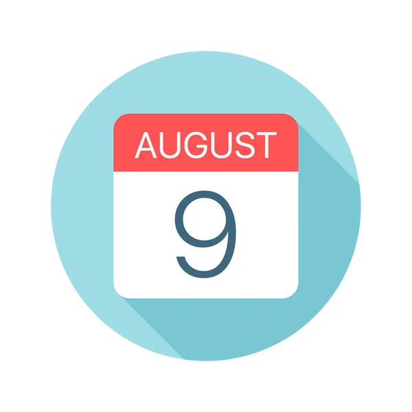 9 de agosto - Icono del calendario. Ilustración vectorial de un día del mes — Archivo Imágenes Vectoriales