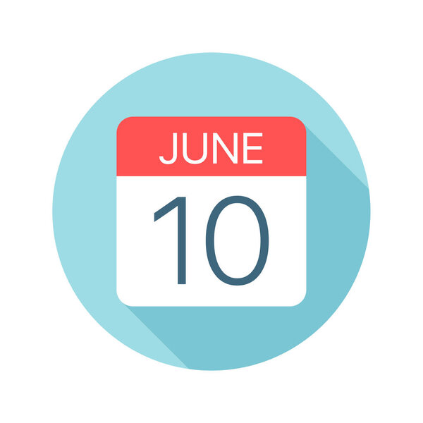 June 10 - Calendar Icon. Vector illustration of one day of month