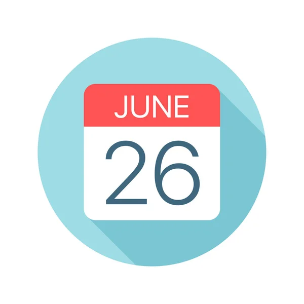 6월 26일 - 캘린더 아이콘. 월 의 하루 벡터 그림 — 스톡 벡터