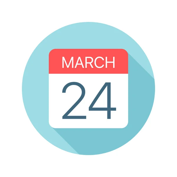 3月24日 - カレンダーアイコン。月の1日のベクトルイラスト — ストックベクタ