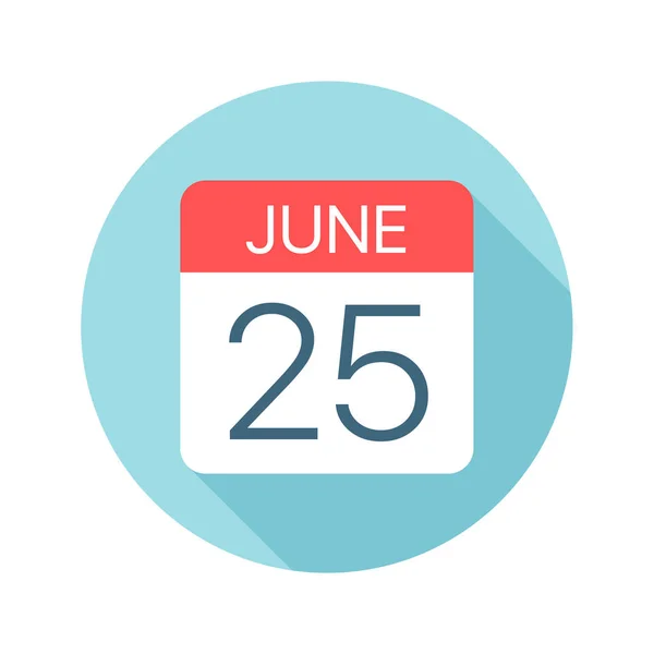 June 25 - Calendar Icon. Vector illustration of one day of month — Stock Vector