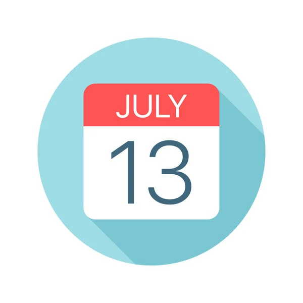 13 luglio Icona del calendario. Illustrazione vettoriale di un giorno del mese — Vettoriale Stock