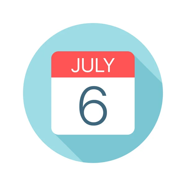 6 Ιουλίου-εικονίδιο ημερολογίου. Απεικόνιση διανύσματος μιας ημέρας του μήνα — Διανυσματικό Αρχείο