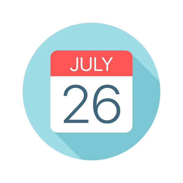 26 luglio Icona del calendario. Illustrazione vettoriale di un giorno del mese — Vettoriale Stock
