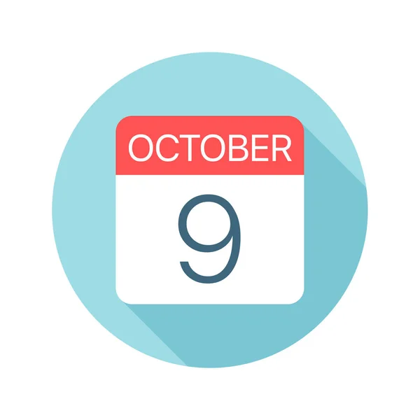 9 Οκτωβρίου-εικονίδιο ημερολογίου. Απεικόνιση διανύσματος μιας ημέρας του μήνα — Διανυσματικό Αρχείο