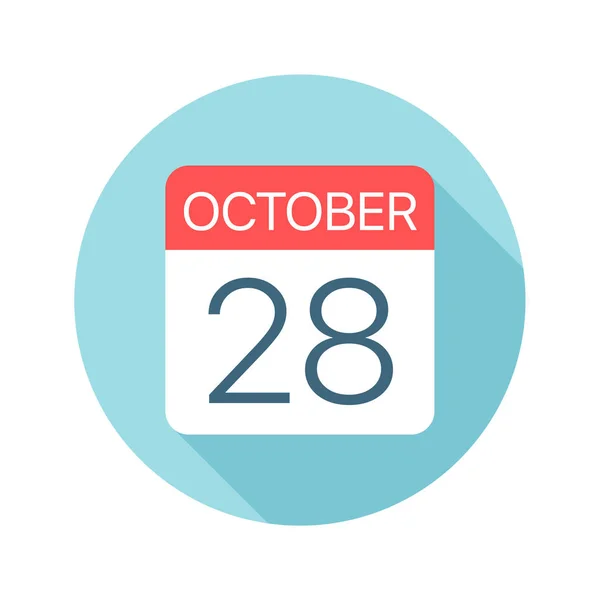 28 Οκτωβρίου-εικονίδιο ημερολογίου. Απεικόνιση διανύσματος μιας ημέρας του μήνα — Διανυσματικό Αρχείο