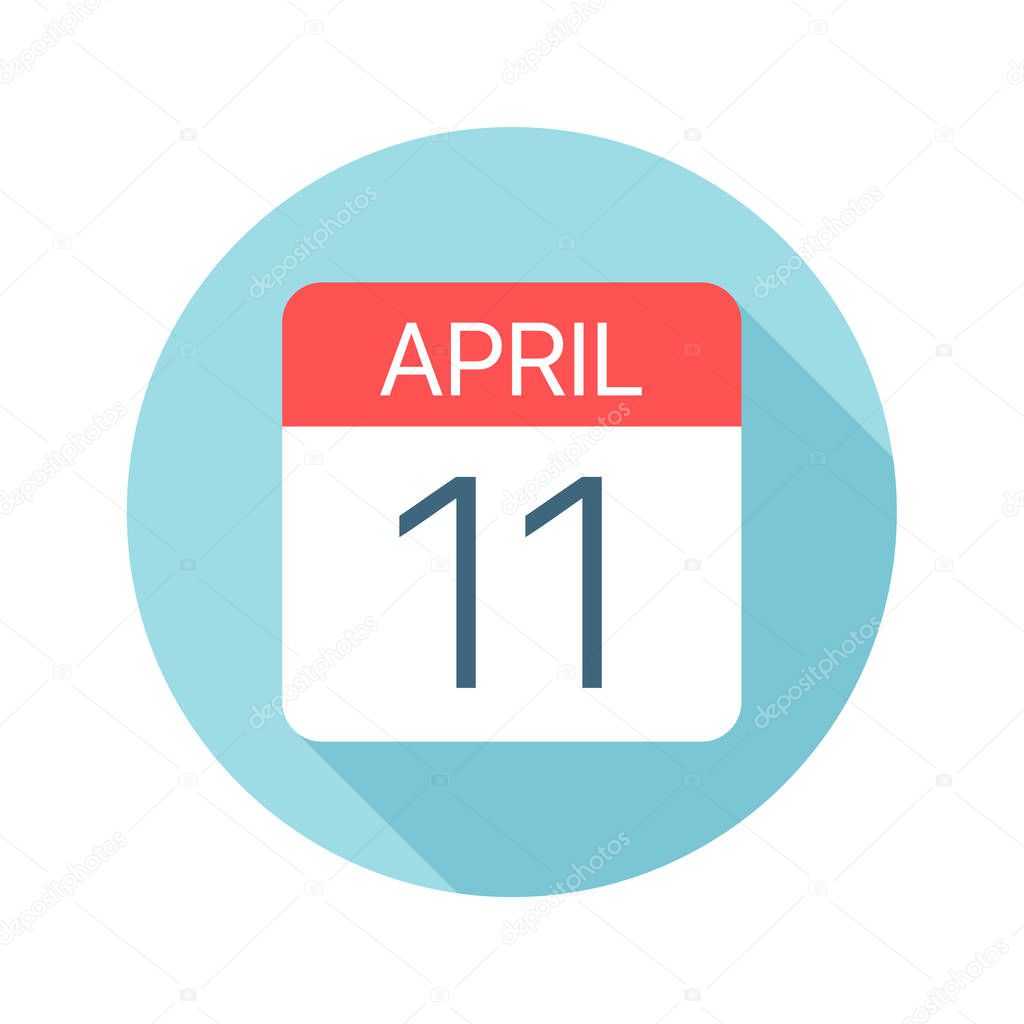 11 de abril Icono del calendario. Ilustración vectorial de un día del