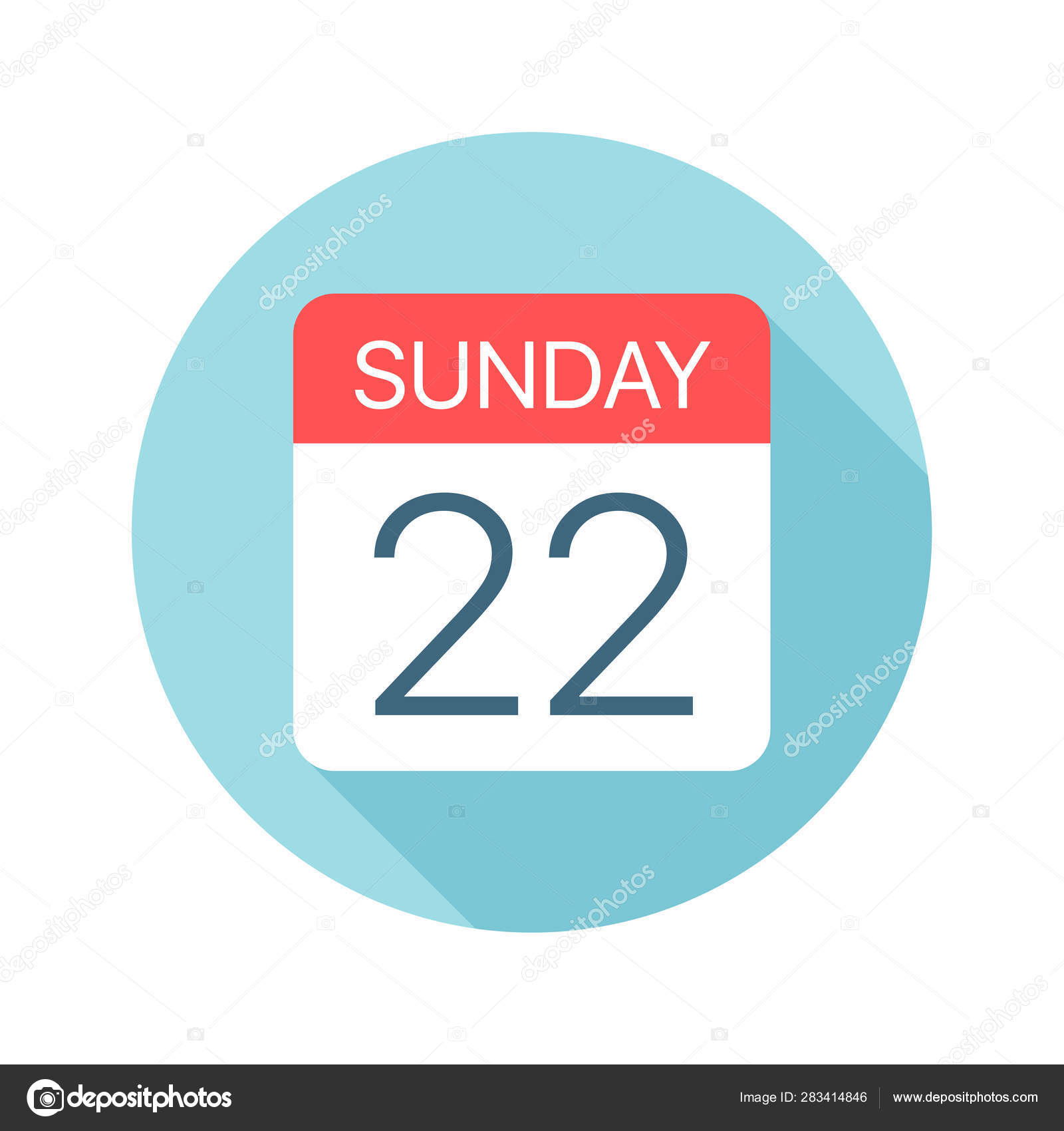 Sunday 22 Calendar Icon. Vector illustration of one day of week Stock Vector Image by