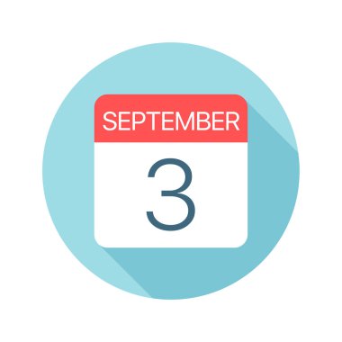 3 Eylül - Takvim Simgesi. Ayın bir gününün vektör çizimi