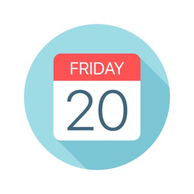 Cuma 20 - Takvim Simgesi. Haftanın bir gününün vektör çizimi