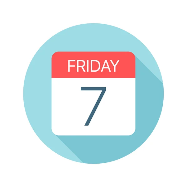 Viernes 7 - Icono del calendario. Ilustración vectorial de un día de la semana — Vector de stock