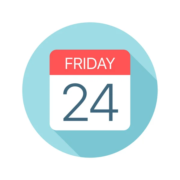 Viernes 24 - Icono del calendario. Ilustración vectorial de un día de la semana — Vector de stock