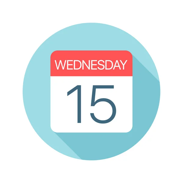 Miércoles 15 - Icono del calendario. Ilustración vectorial de un día de la semana — Vector de stock