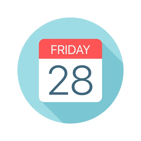 Viernes 28 - Icono del calendario. Ilustración vectorial de un día de la semana — Vector de stock