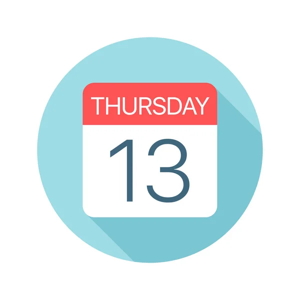 Jueves 13 - Icono del calendario. Ilustración vectorial de un día de la semana — Vector de stock