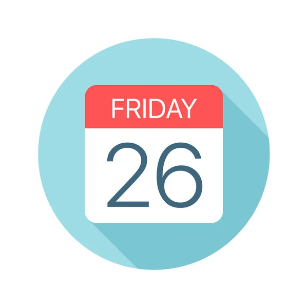 Viernes 26 - Icono del calendario. Ilustración vectorial de un día de la semana — Vector de stock