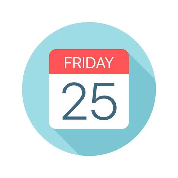 Viernes 25 - Icono del calendario. Ilustración vectorial de un día de la semana — Vector de stock