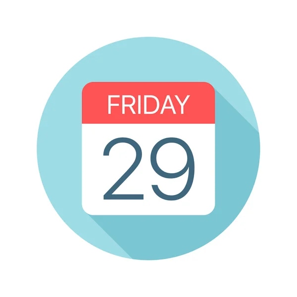 Viernes 29 - Icono del calendario. Ilustración vectorial de un día de la semana — Vector de stock