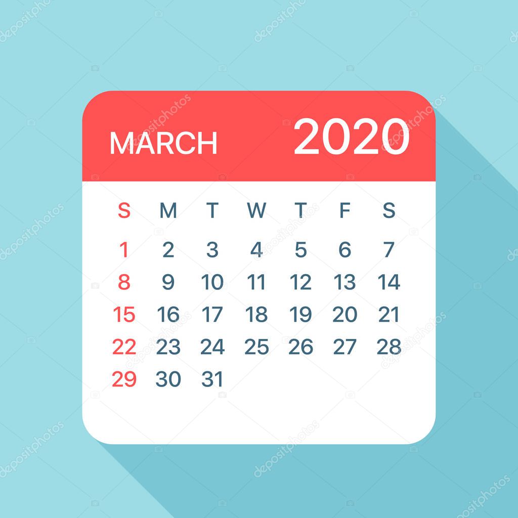 March 2020 Calendar Leaf - Vector Illustration