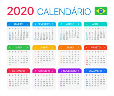 2020 Takvim - vektör illüstrasyon