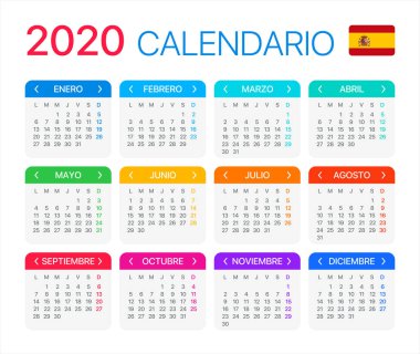 2020 Takvim - vektör illüstrasyon