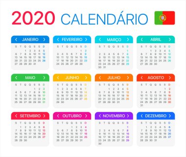 2020 Takvim - vektör illüstrasyon