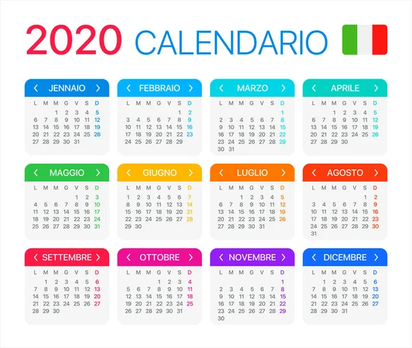 2020 kalender-vektor illustration — Stock vektor