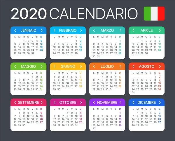 2020 kalender-vektorgrafisk illustration-italiensk version — Stock vektor