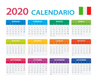 2020 Takvim İtalyanca - vektör illüstrasyon