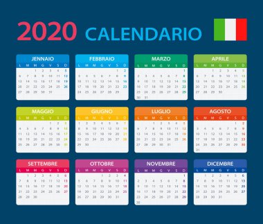 2020 Takvim İtalyanca - vektör illüstrasyon