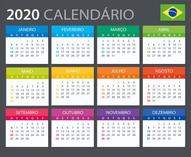 2020 Takvim Brezilya - vektör illüstrasyon