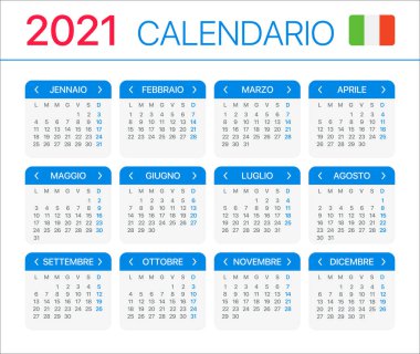 2021 takvimi - İtalyanca sürümü - Vektör Şablonu