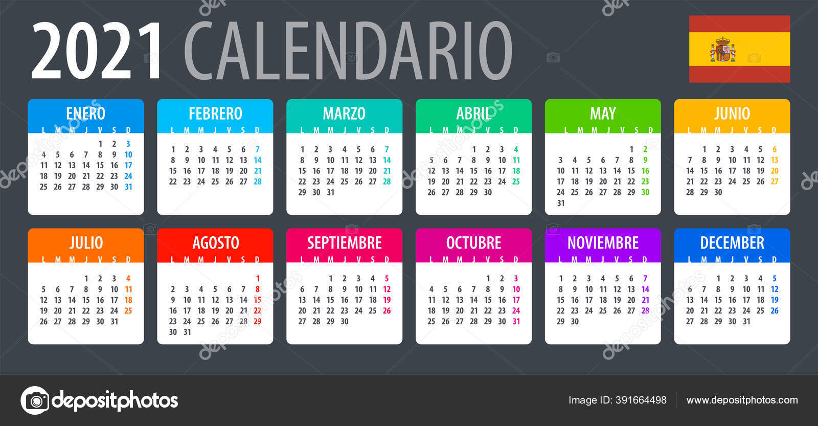 Vector Template Color 21 Calendar Spanish Version Vector Image By C Dikobrazik Vector Stock Vector Template Color 21 Calendar Spanish Version Vector Image By C Dikobrazik Vector Stock