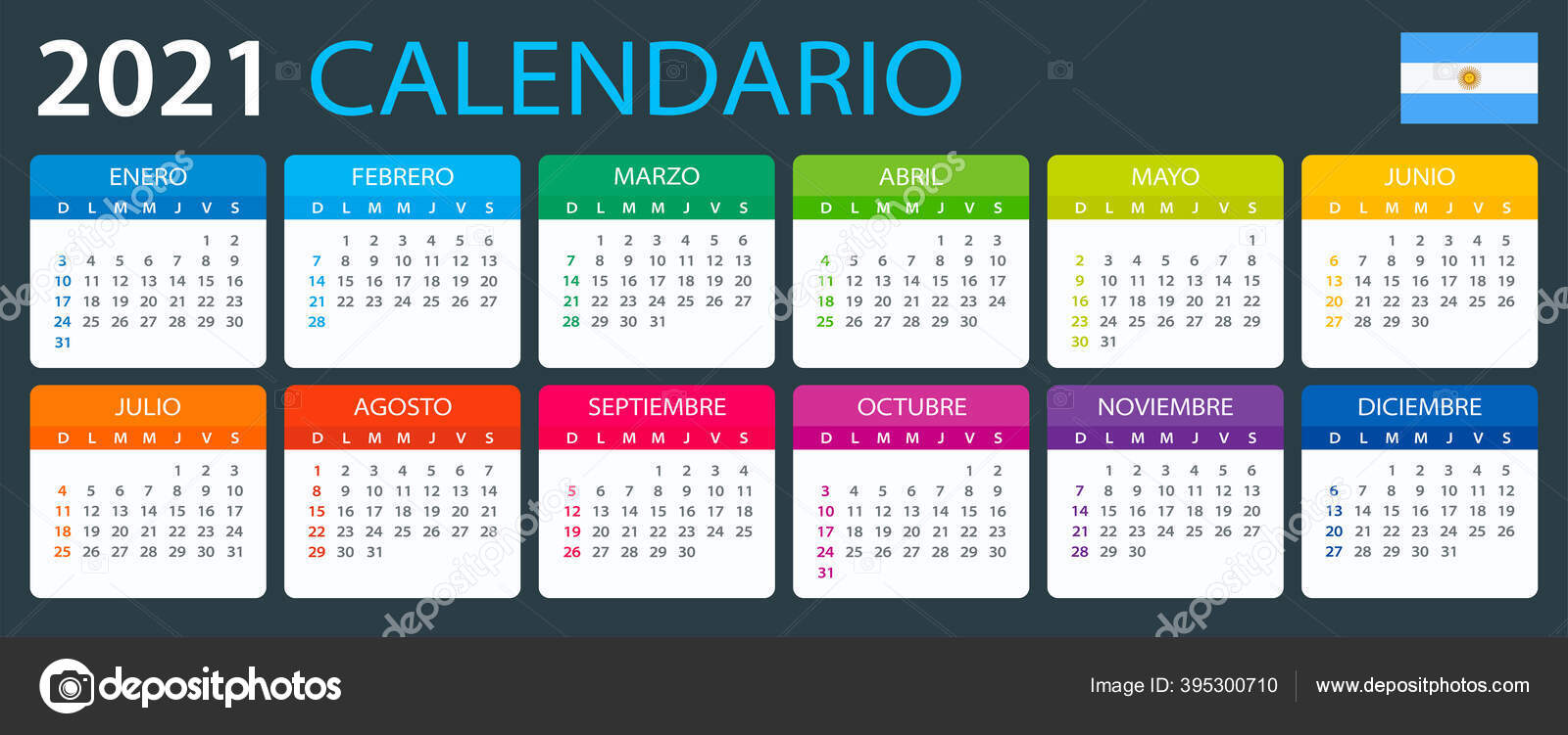 Vector Template Color 2021 Calendar Argentinian Version Stock Vector C Dikobrazik 395300710 kalender v 7 2021