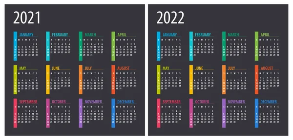 2021 2022 Takvim Illüstrasyon Şablon Model Haftası Pazar Başlıyor — Stok Vektör