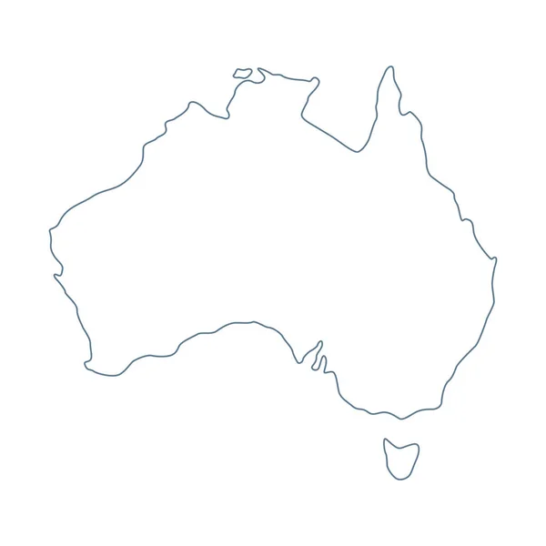 Australia Map Vector Contour Inglés Ilustración — Vector de stock