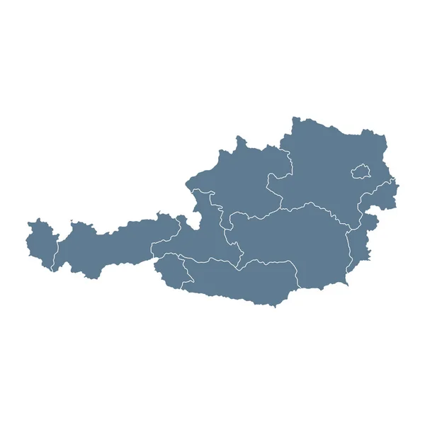 オーストリア地図 ベクトル固体輪郭と州の領域 イラスト — ストックベクタ