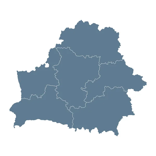 Mapa Białorusi Wektor Solid Contour State Regions Ilustracja — Wektor stockowy