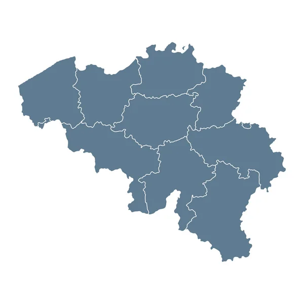 Bélgica Mapa Vector Solid Contour State Regions Ilustração — Vetor de Stock