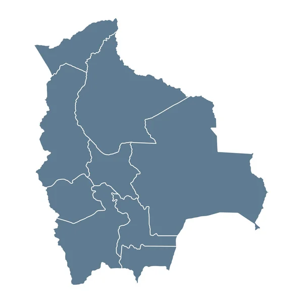 Mapa Boliwii Wektor Solid Contour Regiony Stanowe Ilustracja — Wektor stockowy