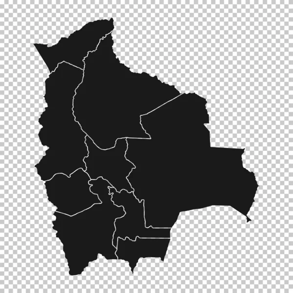 Mapa Bolívia Vector Solid Contour State Regions Transparent Background Ilustração — Vetor de Stock