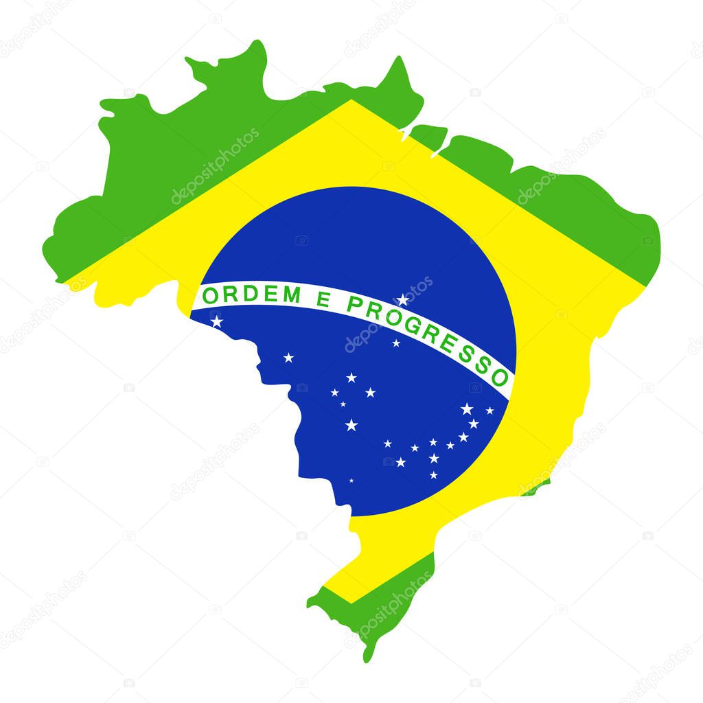 Brazil Map Flag Fill Background - Vector illustation. Illustration