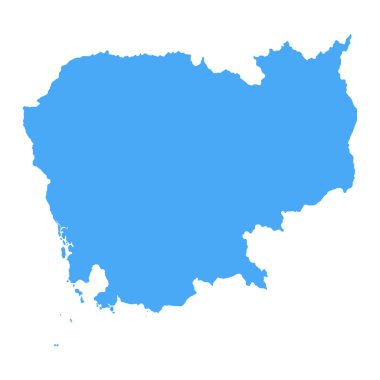 Kamboçya Haritası - Vector Solid Contour. Görüntü