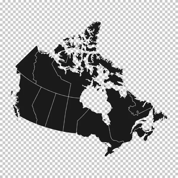 Carte Canada Contour Solide Vectoriel Régions État Sur Fond Transparent — Image vectorielle