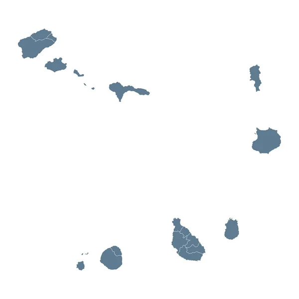 Mappa Capo Verde Contorno Solido Vettoriale Regioni Statali Illustrazione — Vettoriale Stock