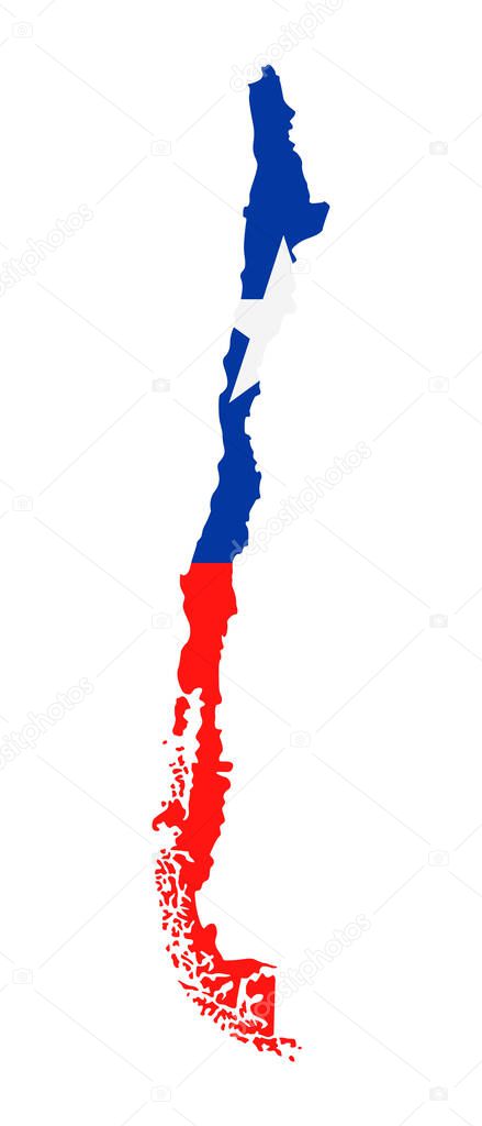 Chile Map Flag Fill Background - Vector illustation. Illustration